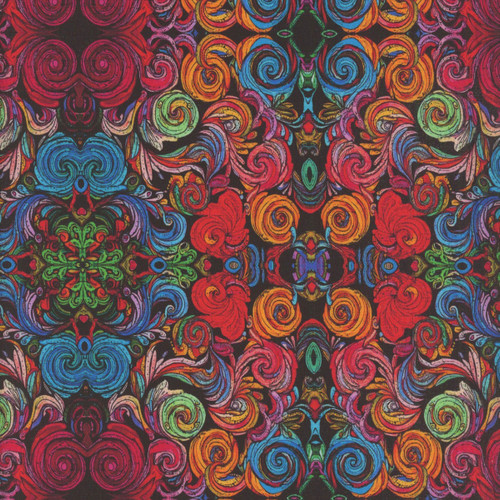 Benartex Fabrics Incandescent Paula Nadelstern Multi Red Blue Purple Floral Bouquet