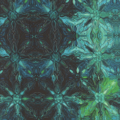 Benartex Fabrics Incandescent Paula Nadelstern Turquoise Blue Reflections