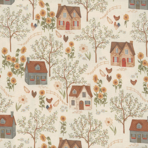 Benartex Fabrics Heirloom Garden by Fox and Fables Heirloom Garden Toile Cream Brown Red