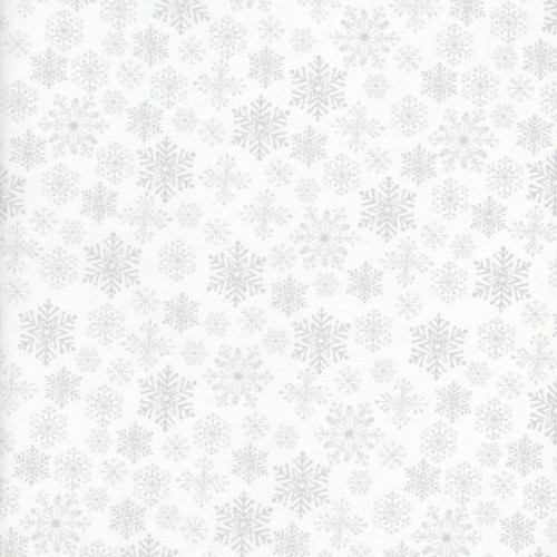 Lumin Fabrics White Owl Textiles Feathered Festivities Snowflakes White Gray