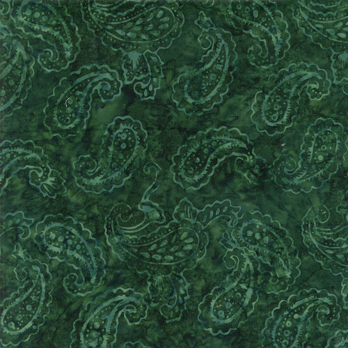 Timeless Treasures Fabrics Tonga Batiks Poinsettia Dotty Paisley Evergreen Green