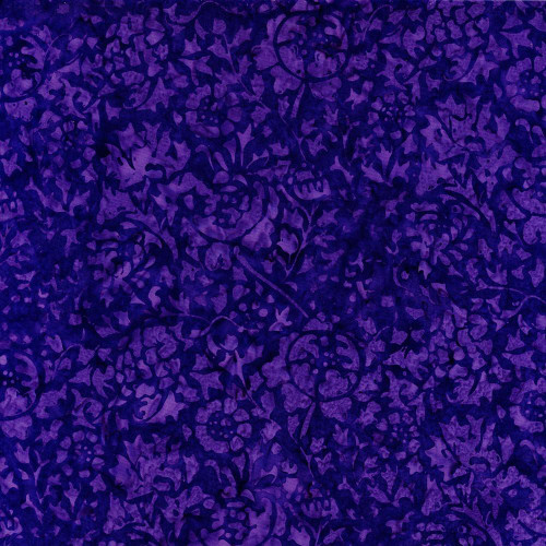 Timeless Treasures Fabrics Tonga Batiks Lilypad Painted Floral Lilac Purple, batik fabric with a purple and lilac floral and leafy pattern.