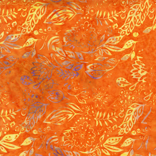Timeless Treasures Fabrics Tonga Batiks Raven Halloween Under Water Plants Carnival Orange