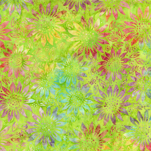 Timeless Treasures Fabrics Tonga Batiks Lilypad Sunflowers Lilypad Green