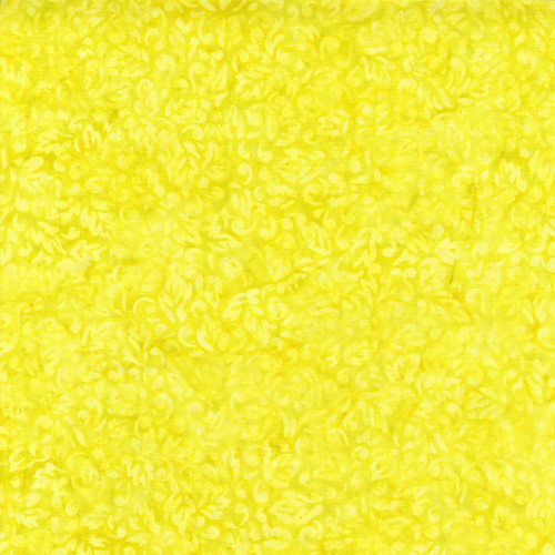 Timeless Treasures Fabrics Tonga Batiks Lilypad Little Leaf Citron Green, batik fabric with a yellow-green background and a subtle leaf and floral pattern.