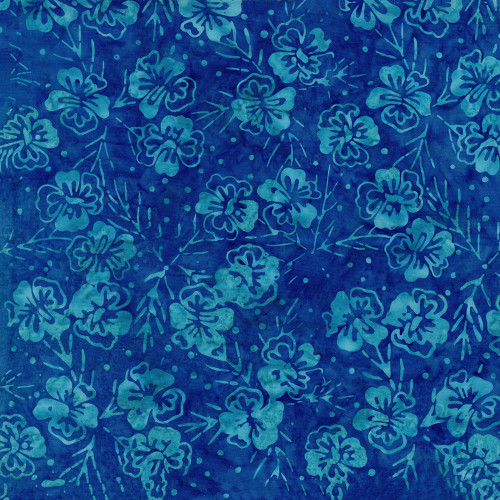 Timeless Treasures Fabrics Tonga Batiks Fandango Blue Flowers Blue