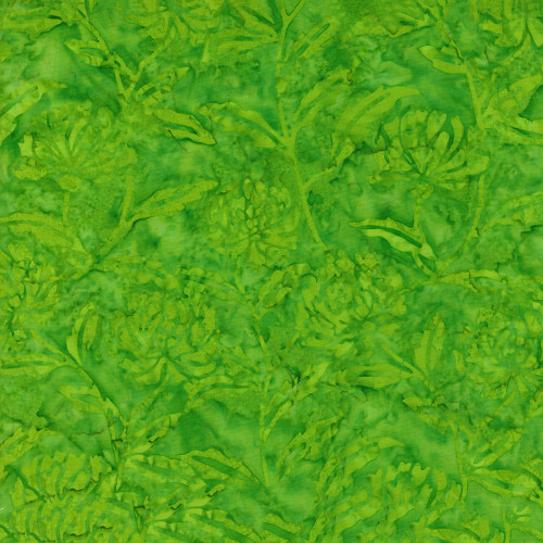 Timeless Treasures Fabrics Tonga Batiks Fandango Zinnia Flower Stems Lime Green