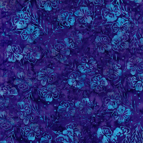 Timeless Treasures Fabrics Tonga Batiks Fandango Blue Purple Flowers Dream Purple