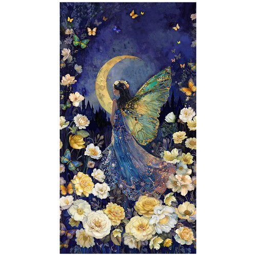 Timeless Treasures Fabrics Lumiere Lumiere Fairy Panel 24 Inch Multi Blue Cream Yellow