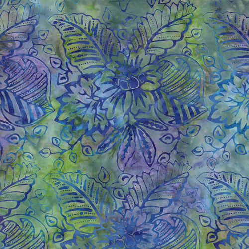 Timeless Treasures Fabrics 108 Inch Wide Tonga Batik Quilt Backing Tropical Leaves Lilypad