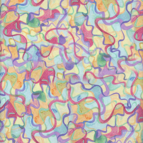 Timeless Treasures Fabrics Love Spell Confetti Ribbons Confetti Yellow Pink