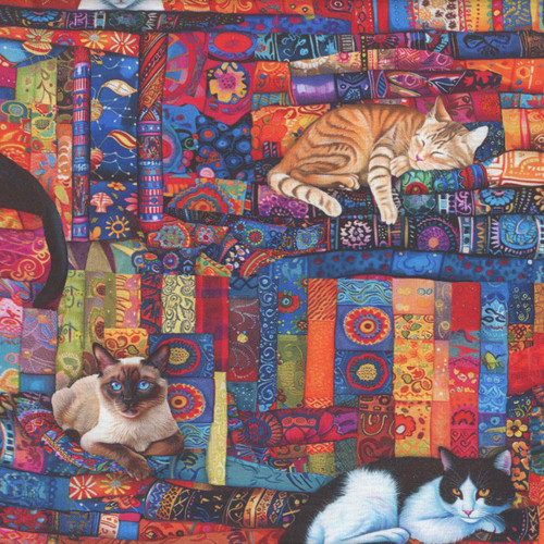 Timeless Treasures Fabrics Purrfect Patchwork Cats On Quilts Multi