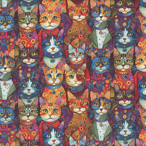 Timeless Treasures Fabrics Purrfect Patchwork Packed Dressup Cats Bright