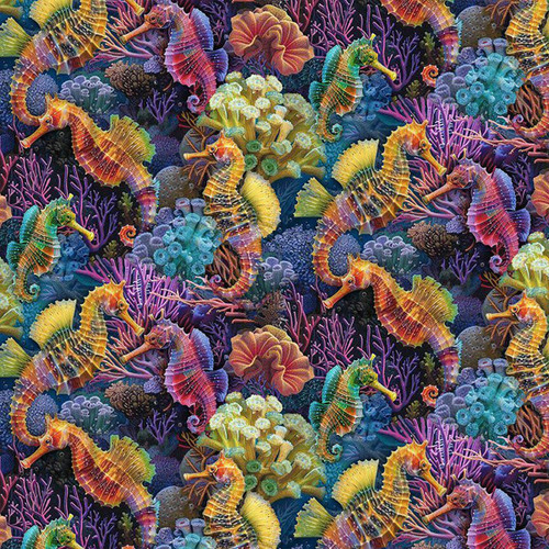 Timeless Treasures Fabrics Underwater Paradise Reef Seahorses Multi