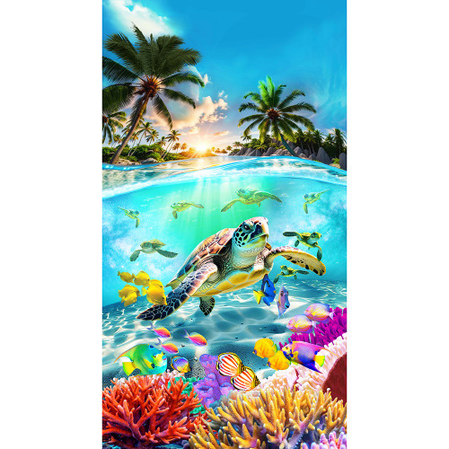 Timeless Treasures Fabrics Underwater Paradise Sea Life Panel 24 Inch Multi Blue