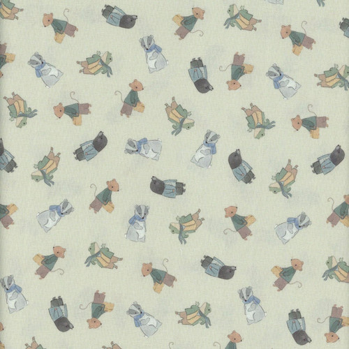 Dear Stella Fabrics Woodland Willow Critters Meadow Cream Green