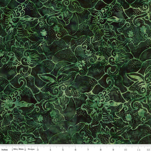 Riley Blake Fabrics 108 Inch Wide Batik Quilt Backing Vibrant Pointillism Malachite Green