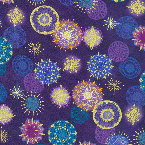Robert Kaufman Fabrics Star of Wonder Starry Mandala Skies Noble Purple