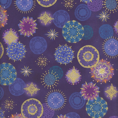Robert Kaufman Fabrics Star of Wonder Noble Purple Mandala Stars