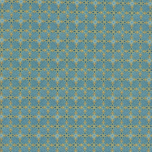 Robert Kaufman Fabrics Star of Wonder Turquoise Blue Gold Tiles