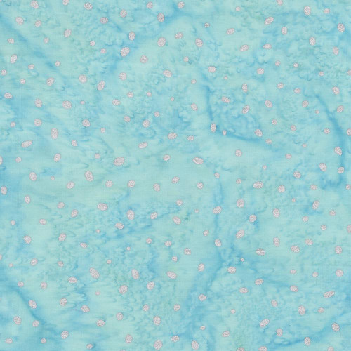 Windham Fabrics Anthology Batiks Jacqueline de Jonge Wonderful Feeling Sky Blue Twinkle, fabric with a sky blue background and glittery white twinkle dot pattern.