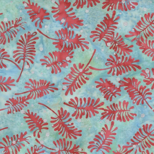 Windham Fabrics Anthology Batiks Jacqueline de Jonge Wonderful Feeling Misty Blue Pine Leaves