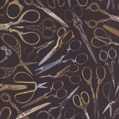 <p>Timeless Treasures Fabrics Novelty Sewing Vintage Embroidery Sewing Scissors Black</p>