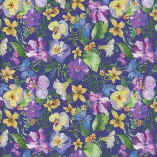 Windham Fabrics Violeta Whistler Studios Royal Blue Garden Blooms