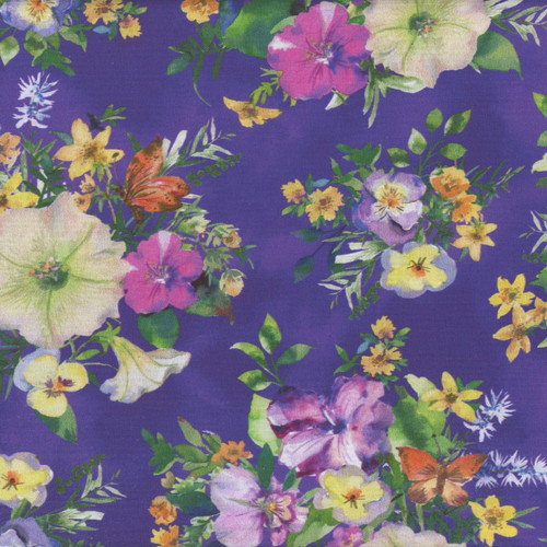 Windham Fabrics Violeta Whistler Studios Violet Purple Pansy Bouquets