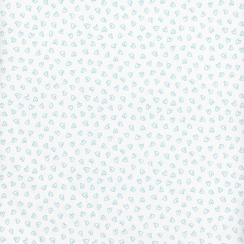 Windham Fabrics Twirling Tutus Whistler Studios White Aqua Blue Open Hearts