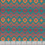 Windham Fabrics Copper Sky Kassie Kussman Turquoise Blue Peace Rising, geometric printed fabric featuring turquoise blue background with orange and dark blue cross and diamond patterns.