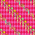 FreeSpirit Fabrics Riviera Odile Bailloeul Beach Club Harlequin Swimmers Pink, colorful vintage-style woman in swimsuits with beach balls on a pink harlequin patterned background.