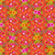 FreeSpirit Fabrics Riviera Odile Bailloeul Terrace Floral Red, vibrant floral fabric pattern with pink, orange, and red flowers on a red background.
