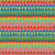 FreeSpirit Fabrics Riviera Odile Bailloeul Flags Bright Orange Pink Blue, colorful fabric with a vibrant repeating pattern of triangular flags in various bright colors.