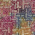 Lumin Fabrics Island Batik Salsa Batiks Circle Squares Multi Red Blue Dusty, a colorful fabric with a vibrant pattern of circles and squares in red, blue, and dusty tones.