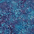 Lumin Fabrics Island Batik Springtime Bouquet Batiks Medium Floral Multi Turquoise Purple, fabric with a dense floral pattern in shades of turquoise and purple.