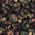 Lumin Fabrics Island Batik Woodland Warmth Batiks Tossed Pumpkins Black, batik fabric featuring pastel-colored pumpkins and leaves on a black background.