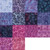 Lumin Fabrics Island Batik Rosy Bloom Batiks 5 Inch Squares, a collection of vibrant, floral patterned fabric squares in shades of purple, pink, and blue with intricate batik designs.
