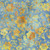 Lumin Fabrics Island Batik Countryside Charm Batiks Flowers and Leaves Blue Midnight Blue, fabric with yellow and orange floral and leaf patterns on a blue background.