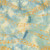 Lumin Fabrics Island Batik Meadow Brook Batiks Breeze Blue Heavenly, fabric pattern with blue and yellow watercolor background and orange dashed lines.