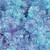 Lumin Fabrics Island Batik Secret Garden Batiks Large Daisies and Dots Multi Purple Teal Blue, colorful floral pattern with large daisies and dots in purple, teal, blue, and violet shades.