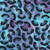Lumin Fabrics Island Batik Secret Garden Batiks Medium Petals Multi Blue Purple, a vibrant fabric with a colorful pattern of medium-sized petals in shades of blue, purple, and black.