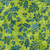 Lumin Fabrics Island Batik Sunflower Spice Batiks Acorns and Leaves Green Lemon Lime, fabric with a vibrant green background and blue botanical leaf and acorn patterns.