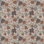 Dear Stella Fabrics Fox And Fern Inflorescence Taupe Cream, floral pattern with pink, taupe, cream, and gray flowers and green leaves.