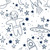 Dear Stella Fabrics Meowter Space Pammie Jane Blast Off White, space-themed fabric with a pattern of stars, rockets, UFOs, and an astronaut cat in navy blue on white background.