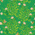 Windham Fabrics Heather Ross Favorites Jade Green Nanny Bee, fabric with a green background featuring pink flowers, bees, and small characters among green vines.