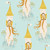 Windham Fabrics Heather Ross Favorites Aqua Blue Rapunzel, fabric with illustrations of Rapunzel characters in towers, surrounded by trees and flowers, in a whimsical and colorful design.