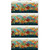 In The Beginning Fabrics Celtic Garden Orange Floral Border Stripe, vibrant floral border pattern with Celtic designs in orange, red, yellow, and green colors.