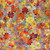 In The Beginning Fabrics Celtic Garden Orange Red Grey Garden Floral, colorful floral fabric design with orange, red, yellow, purple, and green hues.