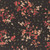Timeless Treasures Fabrics Imperial Bloom Chong A Hwang Metallic Cherry Blossom Black, fabric with a black background and intricate cherry blossom floral pattern in red, pink, and gold colors.